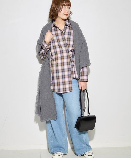 journal standard L'essage(ジャーナルスタンダードレサージュ)の「DEVEAUX/レーヨン チェックシャツ(シャツ/ブラウス・レディース・ピンク・FREE)」の7枚目の写真