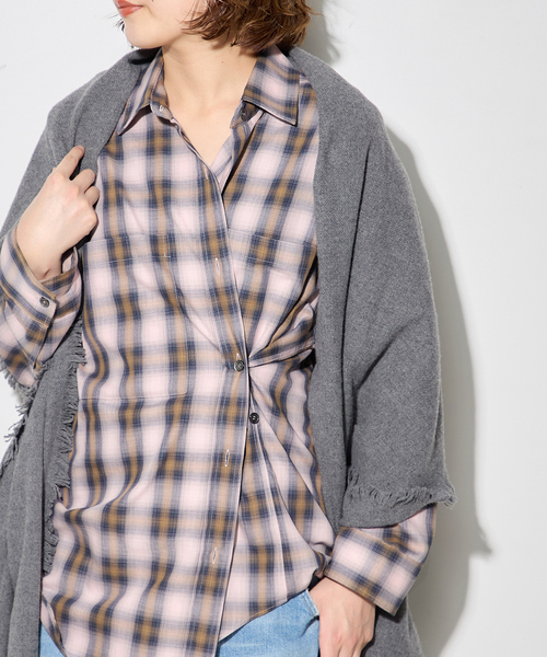 journal standard L'essage(ジャーナルスタンダードレサージュ)の「DEVEAUX/レーヨン チェックシャツ(シャツ/ブラウス・レディース・ピンク・FREE)」の9枚目の写真