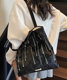 c.u.l | A4収納可 ベロア調 パール付き トートバッグ cula1373(トートバッグ)