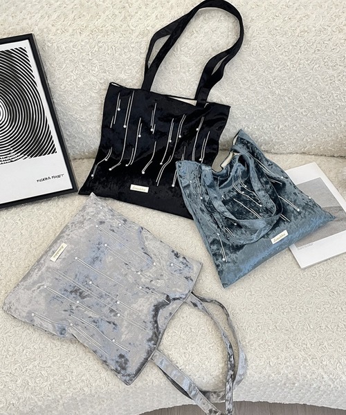 c.u.l(シーユーエル)の「A4収納可 ベロア調 パール付き トートバッグ cula1373(トートバッグ・レディース・ライトグリーン/グリーン/ブラック/ブラウン/グレー/レッド・FREE)」の20枚目の写真