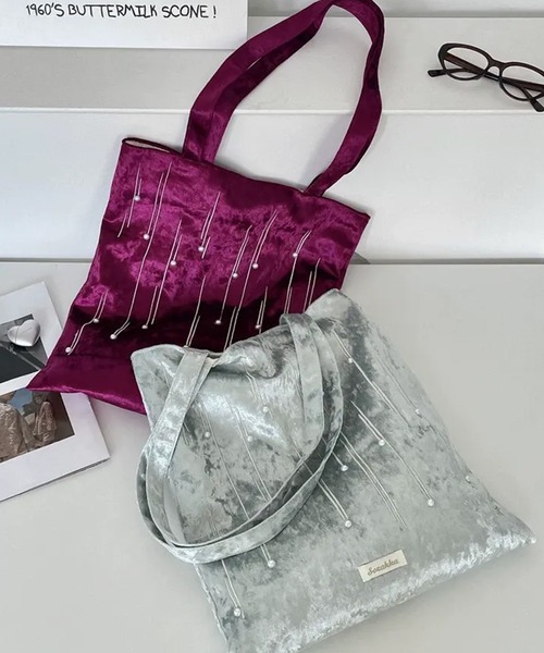 c.u.l(シーユーエル)の「A4収納可 ベロア調 パール付き トートバッグ cula1373(トートバッグ・レディース・ライトグリーン/グリーン/ブラック/ブラウン/グレー/レッド・FREE)」の21枚目の写真