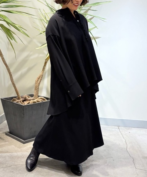 LE PHIL(ルフィル)の「◆2WAYツイルドレープブラウス(シャツ/ブラウス・レディース・ネイビー/ブラック/ホワイト・F)」の7枚目の写真