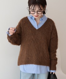 起毛シャギールーズニットプルオーバー