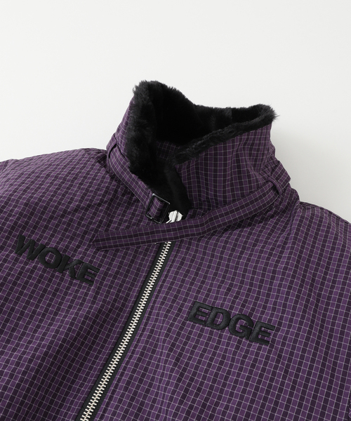 WOKE EDGE / ウォークエッジ FUR COLLAR CHECKERED DOWN JKT（ダウン