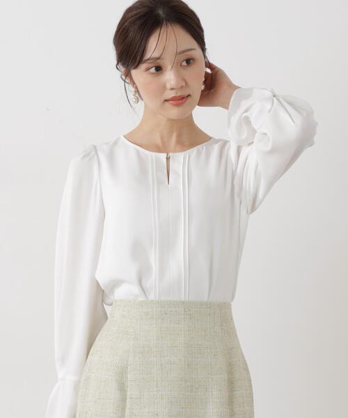 PROPORTION BODY DRESSING(プロポーションボディドレッシング)の「<ウォッシャブル>ピンタックブラウス / 1216110100(シャツ/ブラウス・レディース・ダークグレー/ホワイト系その他/ピンク・SMALL/MEDIUM)」の2枚目の写真