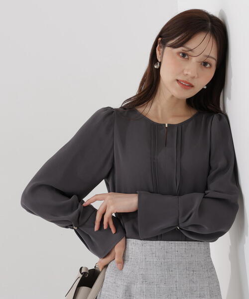 PROPORTION BODY DRESSING(プロポーションボディドレッシング)の「<ウォッシャブル>ピンタックブラウス / 1216110100(シャツ/ブラウス・レディース・ダークグレー/ホワイト系その他/ピンク・SMALL/MEDIUM)」の3枚目の写真