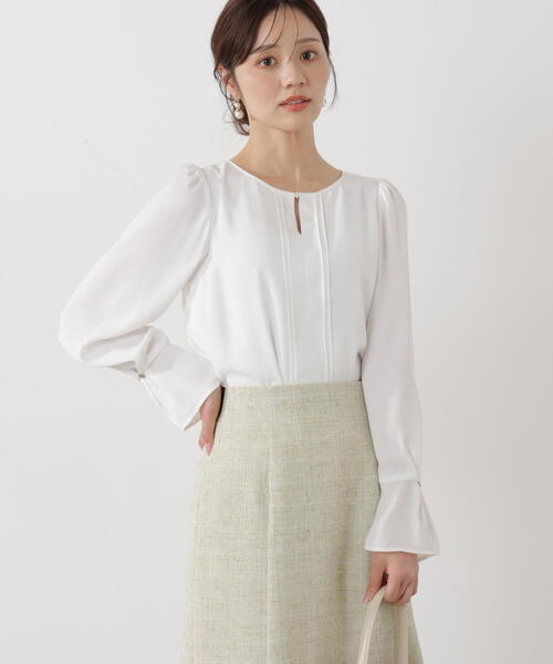 PROPORTION BODY DRESSING(プロポーションボディドレッシング)の「<ウォッシャブル>ピンタックブラウス / 1216110100(シャツ/ブラウス・レディース・ダークグレー/ホワイト系その他/ピンク・SMALL/MEDIUM)」の1枚目の写真