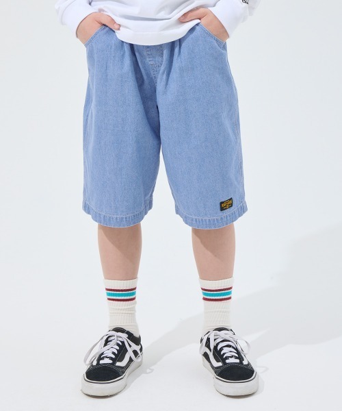 KRIFF MAYER Kid's Collection（クリフメイヤーキッズコレクション）の「ライトオンスデニムショーツ（セットアップ可）（デニムパンツ・キッズ・ライトブルー/ダークブルー/ストライプ/ネイビー系1・120/130/140/150/160/170）」の5枚目の写真