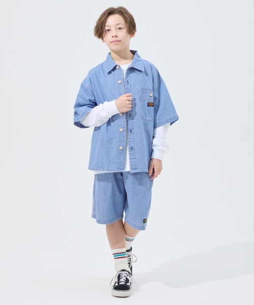 KRIFF MAYER Kid's Collection（クリフメイヤーキッズコレクション）の「ライトオンスデニムショーツ（セットアップ可）（デニムパンツ・キッズ・ライトブルー/ダークブルー/ストライプ/ネイビー系1・120/130/140/150/160/170）」の7枚目の写真