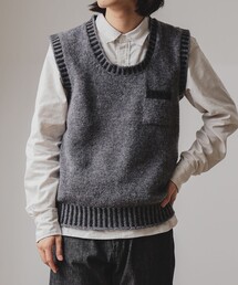 fennica | 【別注】Jamieson's Knitwear / リブ ストライプ Uネック ベスト(ベスト)