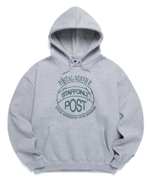 STAFF ONLY(スタッフオンリー)の「STAMP-FRONT HOODIE (MELANGE GRAY / GREEN)(パーカー・メンズ・その他・M)」の1枚目の写真
