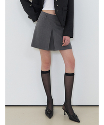 Inverted Pleats Mini Skirt, Charcoal