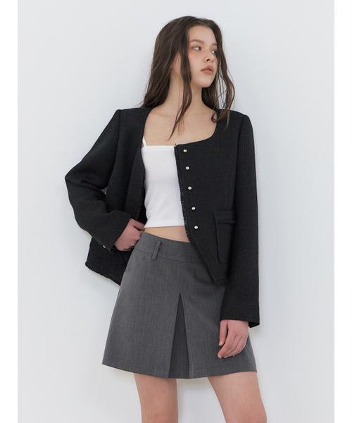ETMON(エトモン)の「Inverted Pleats Mini Skirt, Charcoal(スカート・レディース・その他・S/M)」の4枚目の写真