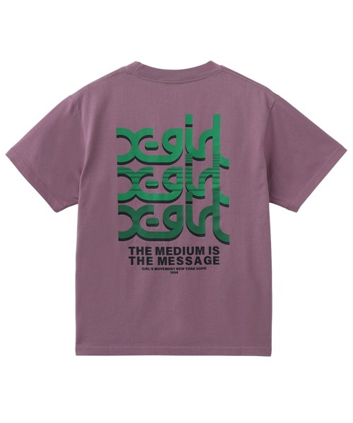 X-girl（エックスガール）の「TRIPLE LOGO S/S TEE（Tシャツ/カットソー・レディース・ブラック/ホワイト/パープル・S/M/L）」の3枚目の写真