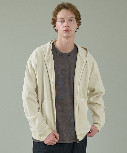 ABAHOUSE（アバハウス）の「フェード ポンチ　ダブルジップパーカー（パーカー・メンズ・チャコールグレー/ピンク/アイボリー/サックスブルー・48/46）」の2枚目の写真