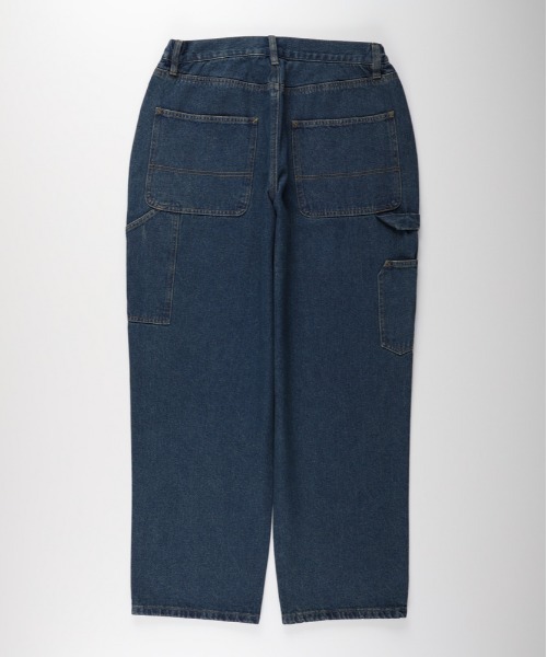 BACK NUMBER（バックナンバー）の「【BACK NUMBER】デニムペインターパンツ (ワイドシルエット/ユーズド加工/デイリーユース/ユニセックス)（デニムパンツ・メンズ・ダークインディゴブルー/ブラック・S/L/M/XL）」の3枚目の写真