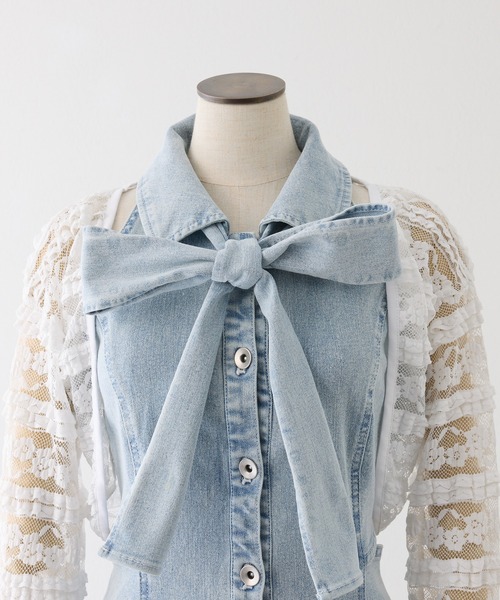 one after another NICE CLAUP（ワンアフターアナザーナイスクラップ）の「【Denim Collection】ボレロ＋デニムロングワンピース（ワンピース・レディース・ブルー系その他/オフホワイト/ブラック・FREE）」の5枚目の写真