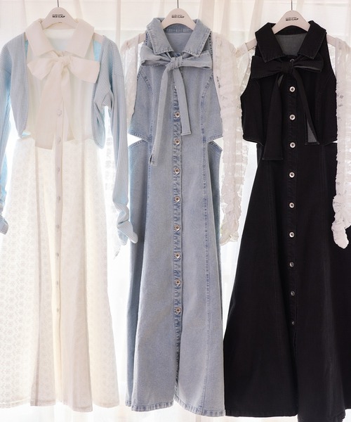 one after another NICE CLAUP（ワンアフターアナザーナイスクラップ）の「【Denim Collection】ボレロ＋デニムロングワンピース（ワンピース・レディース・ブルー系その他/オフホワイト/ブラック・FREE）」の15枚目の写真
