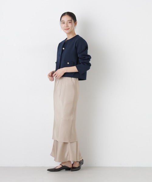 NANO universe（ナノユニバース）の「ゴールドボタンニットジャケット（ノーカラージャケット・レディース・その他1/ダークネイビー/アイボリー・FREE）」の21枚目の写真