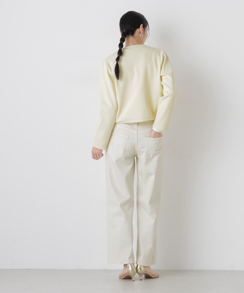 NANO universe（ナノユニバース）の「ゴールドボタンニットジャケット（ノーカラージャケット・レディース・その他1/ダークネイビー/アイボリー・FREE）」の15枚目の写真