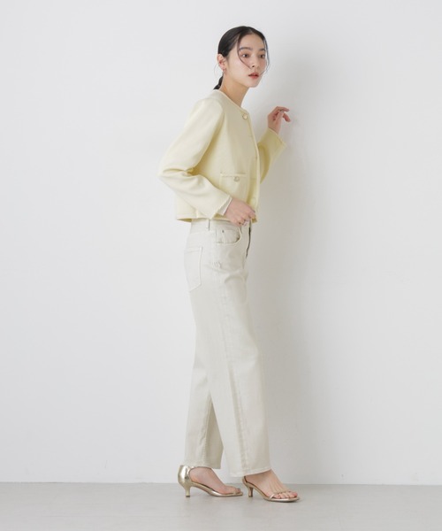 NANO universe（ナノユニバース）の「ゴールドボタンニットジャケット（ノーカラージャケット・レディース・その他1/ダークネイビー/アイボリー・FREE）」の16枚目の写真