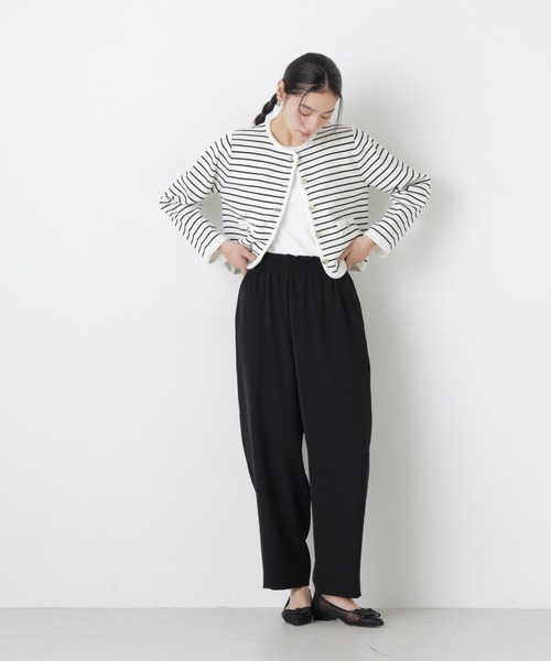 NANO universe（ナノユニバース）の「ゴールドボタンニットジャケット（ノーカラージャケット・レディース・その他1/ダークネイビー/アイボリー・FREE）」の7枚目の写真