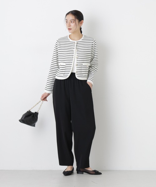 NANO universe（ナノユニバース）の「ゴールドボタンニットジャケット（ノーカラージャケット・レディース・その他1/ダークネイビー/アイボリー・FREE）」の8枚目の写真