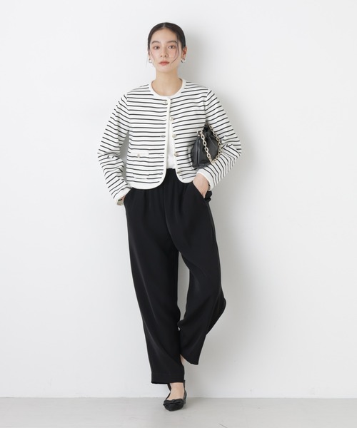 NANO universe（ナノユニバース）の「ゴールドボタンニットジャケット（ノーカラージャケット・レディース・その他1/ダークネイビー/アイボリー・FREE）」の10枚目の写真