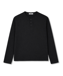 POLYGRAM（ポリグラム）の「ウォッシャブルセミクロップヘンリーネックロングスリーブ - ブラック（Tシャツ/カットソー）」