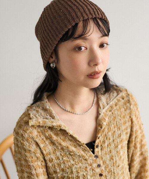 FREAK'S STORE（フリークスストア）の「リブニット帽/ニットビーニー（ニットキャップ/ビーニー・レディース・グリーン/ピンク/ブラウン/チャコールグレー/オフホワイト・ONE SIZE）」の8枚目の写真