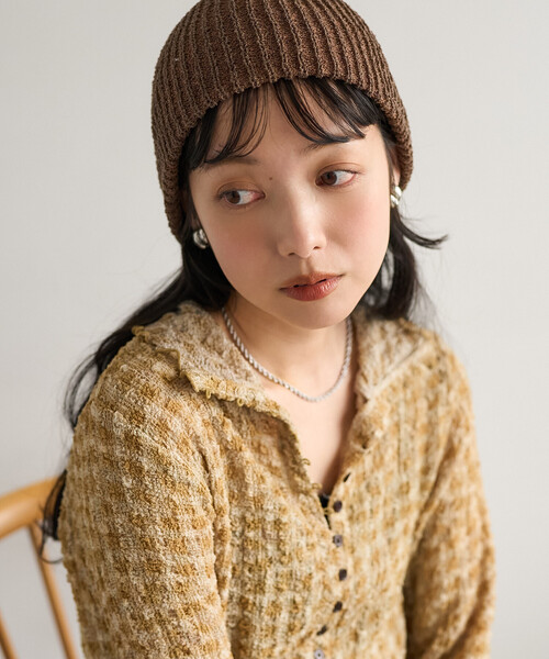 FREAK'S STORE（フリークスストア）の「リブニット帽/ニットビーニー（ニットキャップ/ビーニー・レディース・グリーン/ピンク/ブラウン/チャコールグレー/オフホワイト・ONE SIZE）」の9枚目の写真