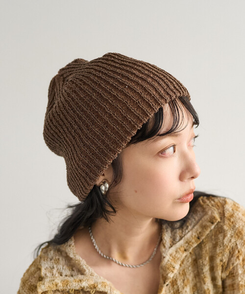 FREAK'S STORE（フリークスストア）の「リブニット帽/ニットビーニー（ニットキャップ/ビーニー・レディース・グリーン/ピンク/ブラウン/チャコールグレー/オフホワイト・ONE SIZE）」の10枚目の写真