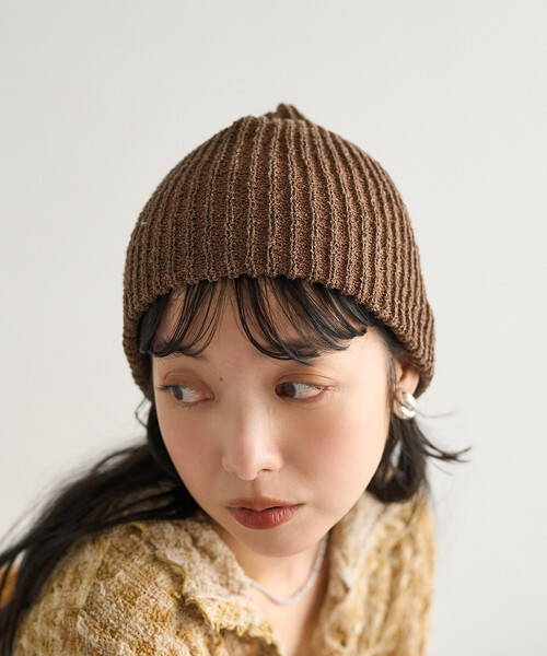 FREAK'S STORE（フリークスストア）の「リブニット帽/ニットビーニー（ニットキャップ/ビーニー・レディース・グリーン/ピンク/ブラウン/チャコールグレー/オフホワイト・ONE SIZE）」の11枚目の写真