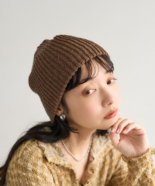 FREAK'S STORE（フリークスストア）の「リブニット帽/ニットビーニー（ニットキャップ/ビーニー・レディース・グリーン/ピンク/ブラウン/チャコールグレー/オフホワイト・ONE SIZE）」の13枚目の写真