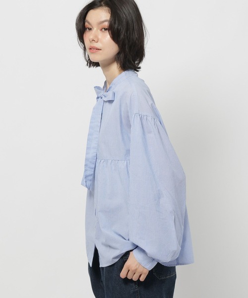niko and...（ニコアンド）の「ボウタイリボンブラウス（シャツ/ブラウス・レディース・ブルー/オフホワイト・FREE）」の13枚目の写真