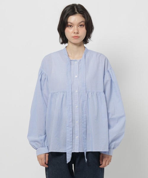 niko and...（ニコアンド）の「ボウタイリボンブラウス（シャツ/ブラウス・レディース・ブルー/オフホワイト・FREE）」の15枚目の写真