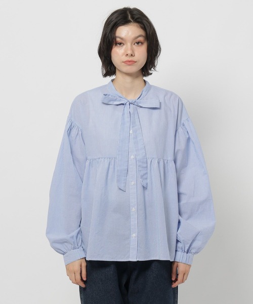 niko and...（ニコアンド）の「ボウタイリボンブラウス（シャツ/ブラウス・レディース・ブルー/オフホワイト・FREE）」の20枚目の写真