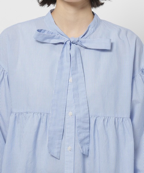 niko and...（ニコアンド）の「ボウタイリボンブラウス（シャツ/ブラウス・レディース・ブルー/オフホワイト・FREE）」の21枚目の写真