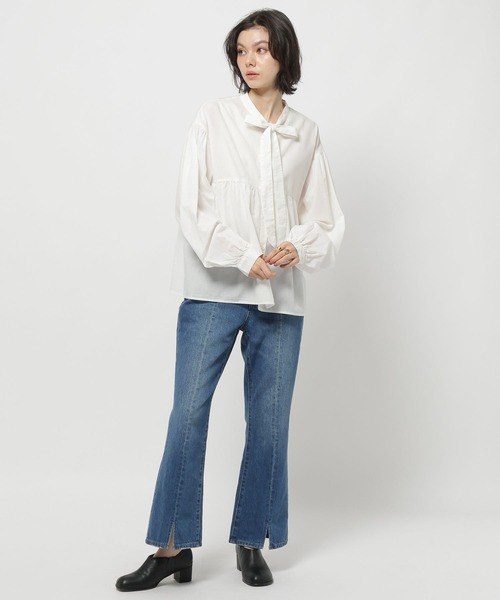 niko and...（ニコアンド）の「ボウタイリボンブラウス（シャツ/ブラウス・レディース・ブルー/オフホワイト・FREE）」の8枚目の写真