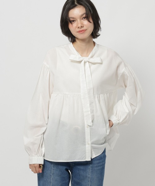 niko and...（ニコアンド）の「ボウタイリボンブラウス（シャツ/ブラウス・レディース・ブルー/オフホワイト・FREE）」の9枚目の写真