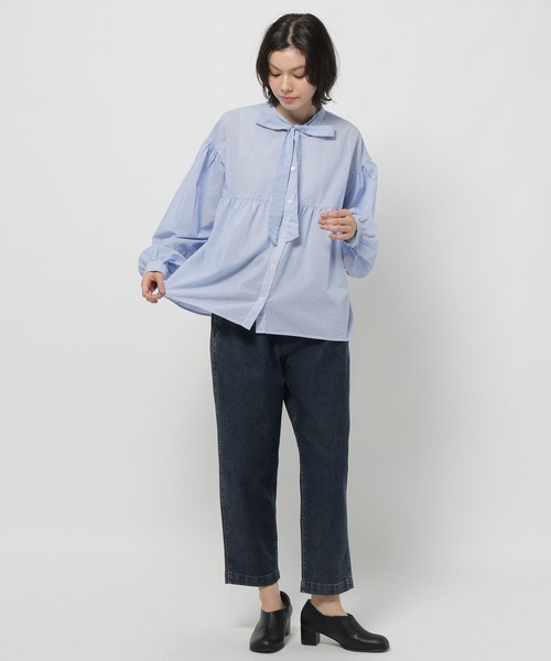 niko and...（ニコアンド）の「ボウタイリボンブラウス（シャツ/ブラウス・レディース・ブルー/オフホワイト・FREE）」の11枚目の写真