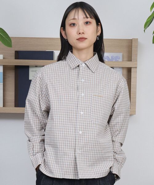 FFEIN(フェイン)の「【FFEIN(フェイン)】アソートワンポイントボックス長袖チェックシャツ / シャツ レギュラーカラー 長袖 ワンポイント 刺繍 レイヤード ポケット(シャツ/ブラウス・メンズ・ダークグリーン/ライトブルー/オレンジ/ブラック/オレンジ系その他/ネイビー・SMALL/MEDIUM/X-SMALL/LARGE)」の6枚目の写真