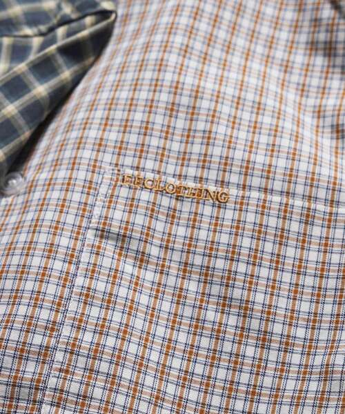 FFEIN(フェイン)の「【FFEIN(フェイン)】アソートワンポイントボックス長袖チェックシャツ / シャツ レギュラーカラー 長袖 ワンポイント 刺繍 レイヤード ポケット(シャツ/ブラウス・メンズ・ダークグリーン/ライトブルー/オレンジ/ブラック/オレンジ系その他/ネイビー・SMALL/MEDIUM/X-SMALL/LARGE)」の8枚目の写真