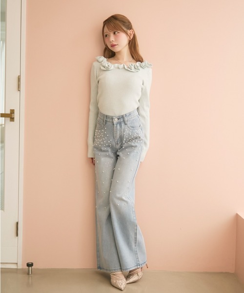 TITTY&CO.（ティティーアンドコー）の「ビジュー付きデニムパンツ（デニムパンツ・レディース・ブルー・MEDIUM/SMALL）」の8枚目の写真