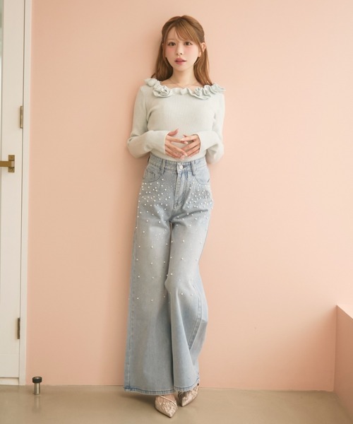 TITTY&CO.（ティティーアンドコー）の「ビジュー付きデニムパンツ（デニムパンツ・レディース・ブルー・MEDIUM/SMALL）」の10枚目の写真