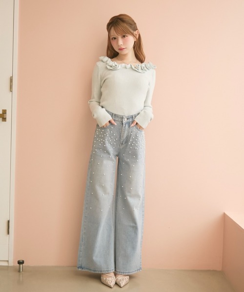 TITTY&CO.（ティティーアンドコー）の「ビジュー付きデニムパンツ（デニムパンツ・レディース・ブルー・MEDIUM/SMALL）」の11枚目の写真