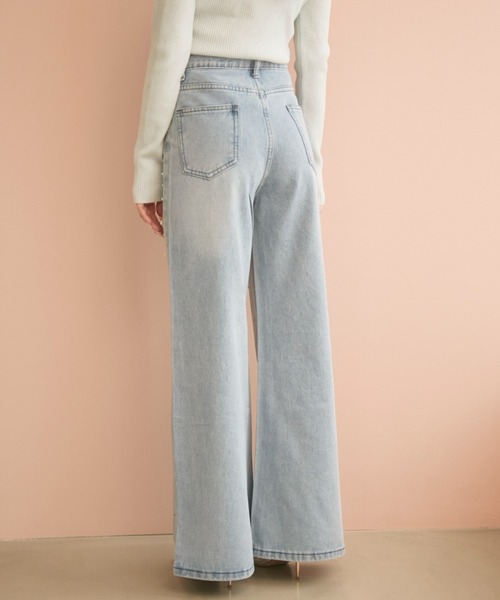 TITTY&CO.（ティティーアンドコー）の「ビジュー付きデニムパンツ（デニムパンツ・レディース・ブルー・MEDIUM/SMALL）」の4枚目の写真