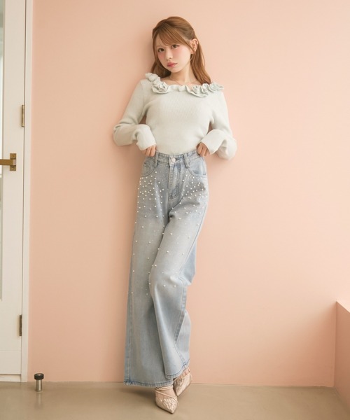 TITTY&CO.（ティティーアンドコー）の「ビジュー付きデニムパンツ（デニムパンツ・レディース・ブルー・MEDIUM/SMALL）」の13枚目の写真