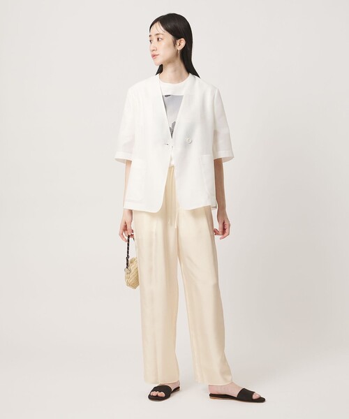 UNITED ARROWS(ユナイテッドアローズ)の「シルクライク イージーパンツ(その他パンツ・レディース・グレー/オフホワイト/ブラック/ライム/ダークブラウン・36/34/38)」の7枚目の写真