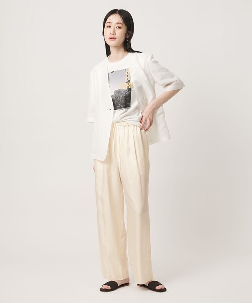 UNITED ARROWS(ユナイテッドアローズ)の「シルクライク イージーパンツ(その他パンツ・レディース・グレー/オフホワイト/ブラック/ライム/ダークブラウン・36/34/38)」の8枚目の写真